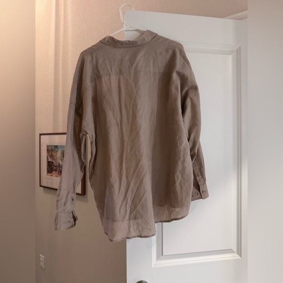 Aritzia (Babaton) Brown/Flax Linen blend Button-up Shirt - M - Never Worn - Picture 12 of 14